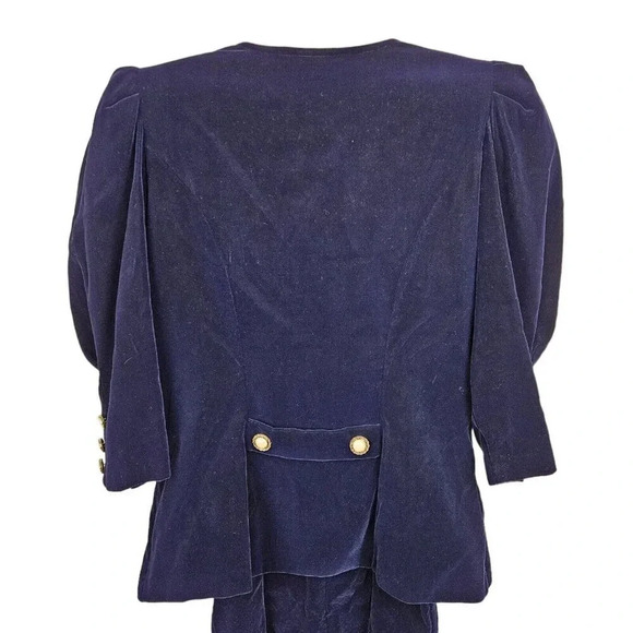 Cachet Vintage Navy Blue 2 Piece Velvet Dress and‎ Jacket Size Small - Picture 7 of 11